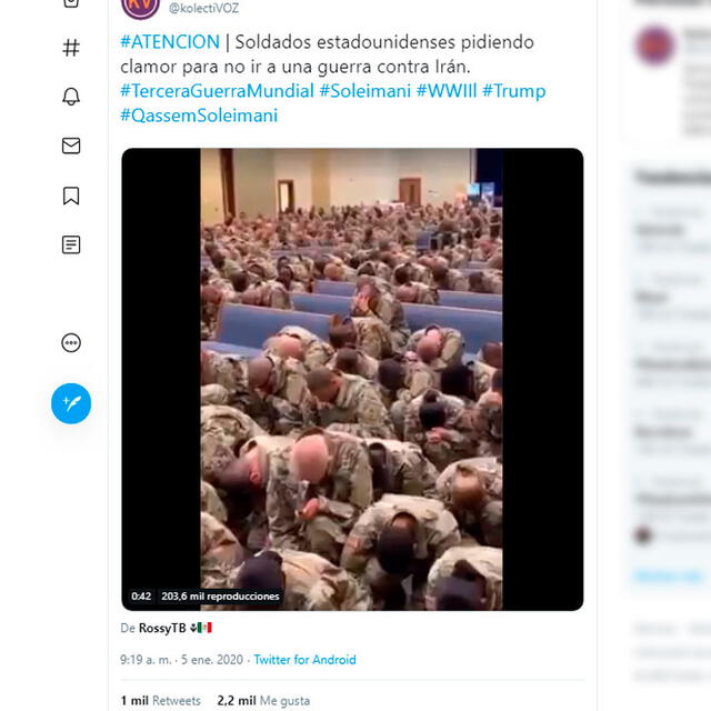 Video de soldados estadounidenses fue publicado este 5 de enero.