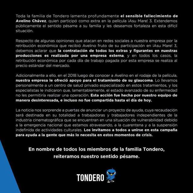 Tondero se pronunció en redes sociales. Foto: Facebook.