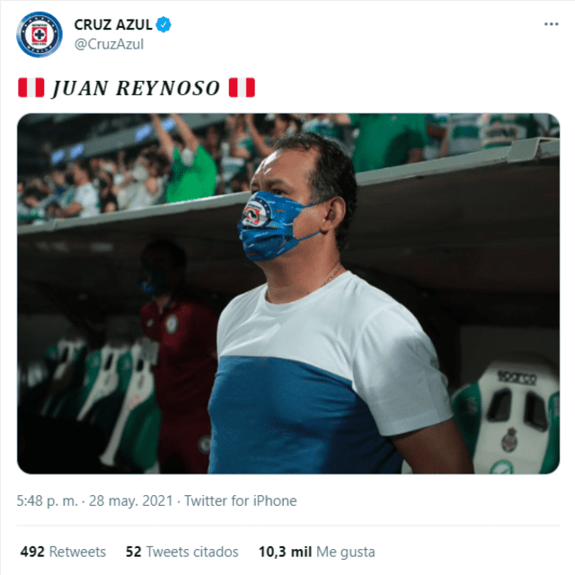 Reynoso es entrenador de Cruz Azul desde el enero de 2021. Foto: Captura de Twitter