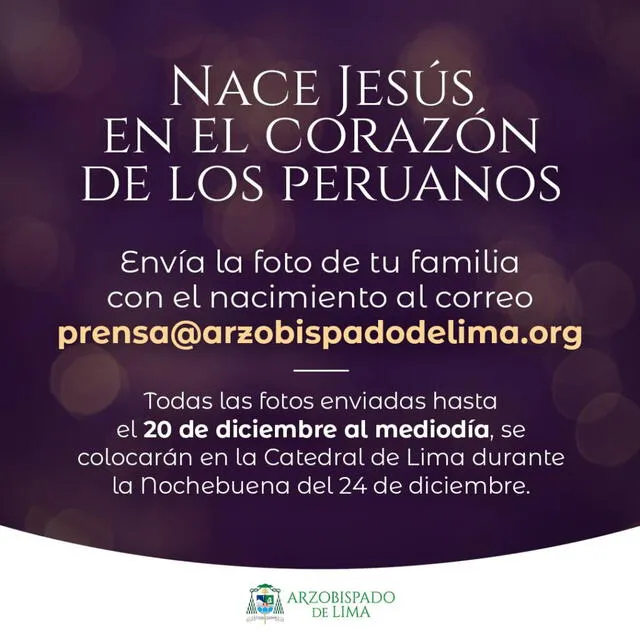 Invitación de la Catedral de Lima. Foto: Arzobispado de Lima