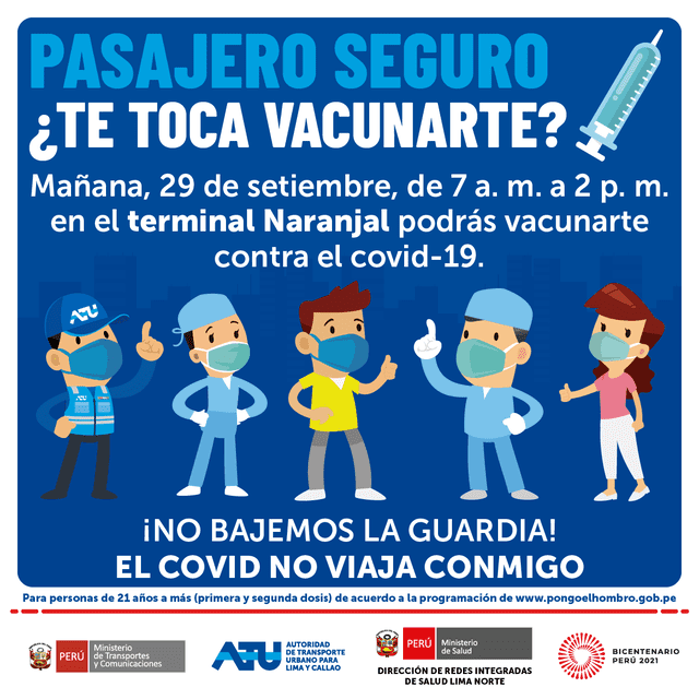 Vacunación en estación de Metropolitano. Foto: ATU
