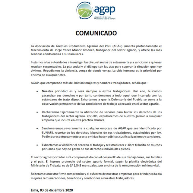 Comunicado AGAP.