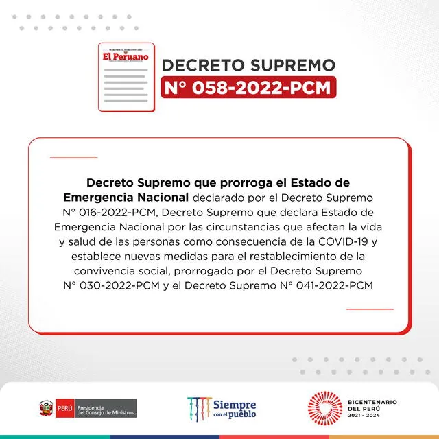 Estado de emergencia se prolonga, según publicación oficial en el diario El Peruano. Foto: Twitter