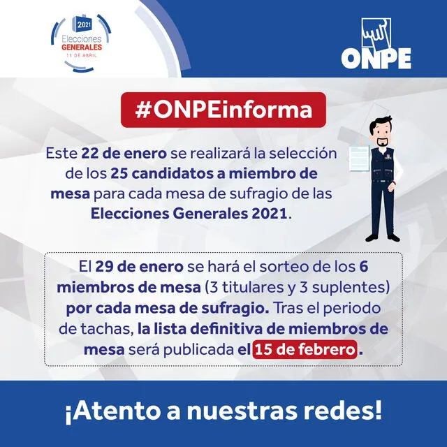 Sorteo de los miembros de mesa para elecciones 2021. Foto: ONPE/@ONPE_oficial