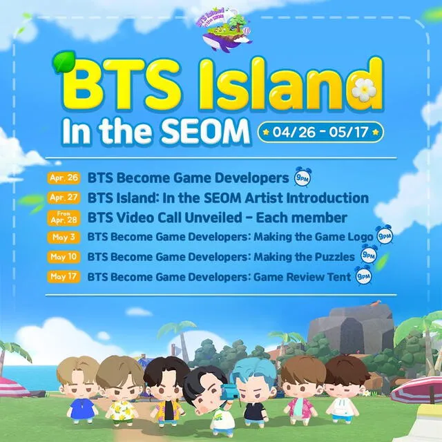 BTS Island In the SEOM calendario actividades videojuego ARMY