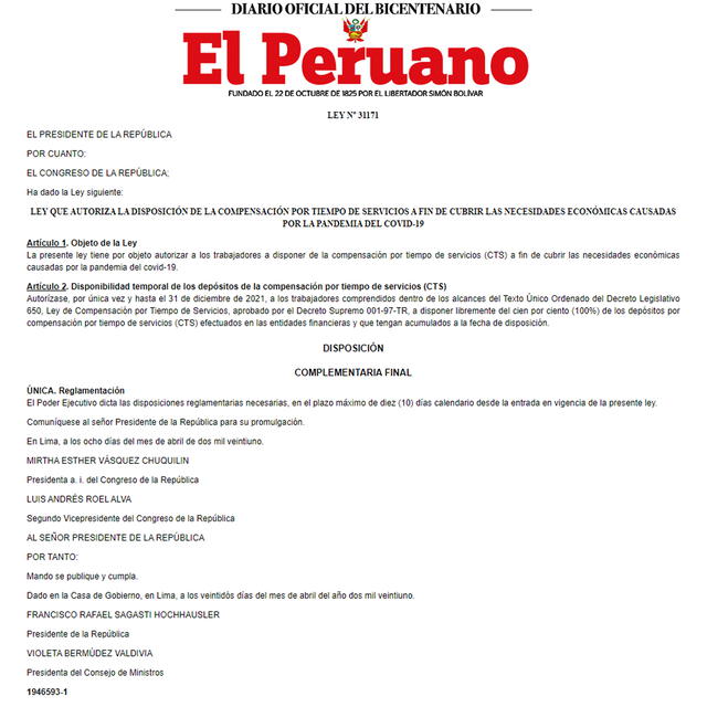 Diario El Peruano CTS