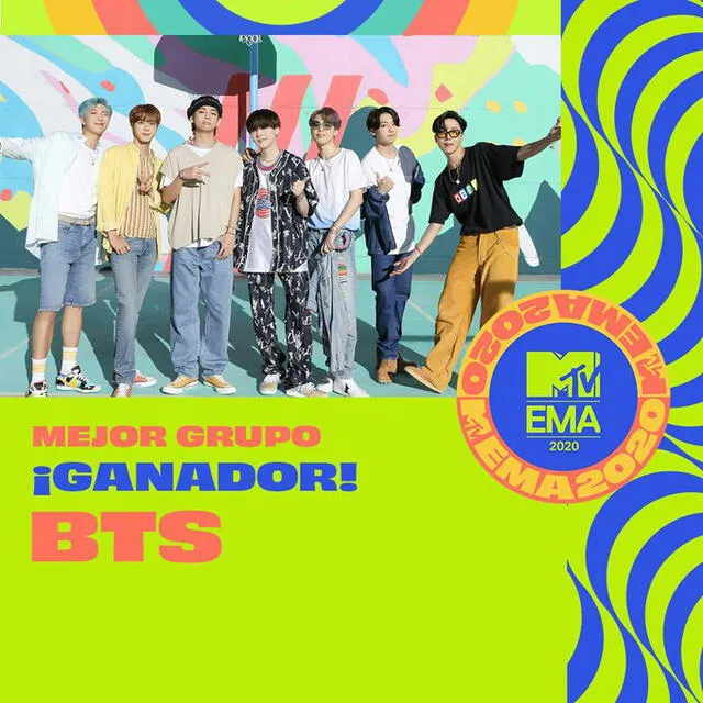BTS gana Mejor grupo por segundo año en los MTV EMA 2020