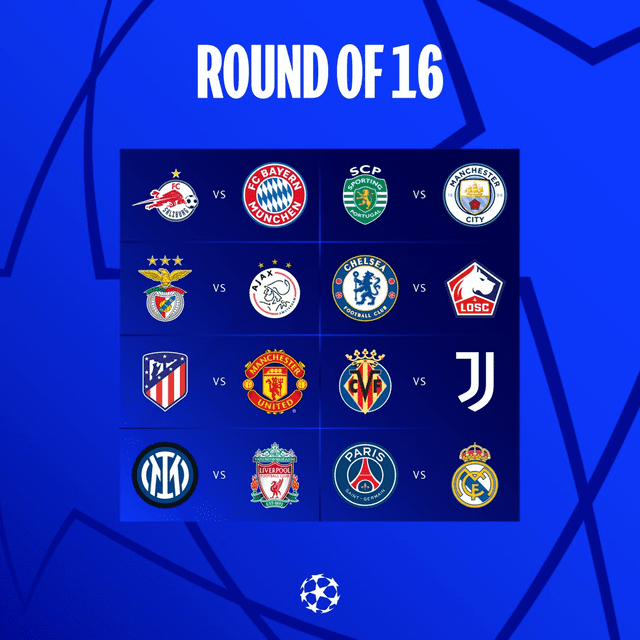 Así quedaron las llaves de octavos de final de la Champions League. Foto: Twitter Champions League