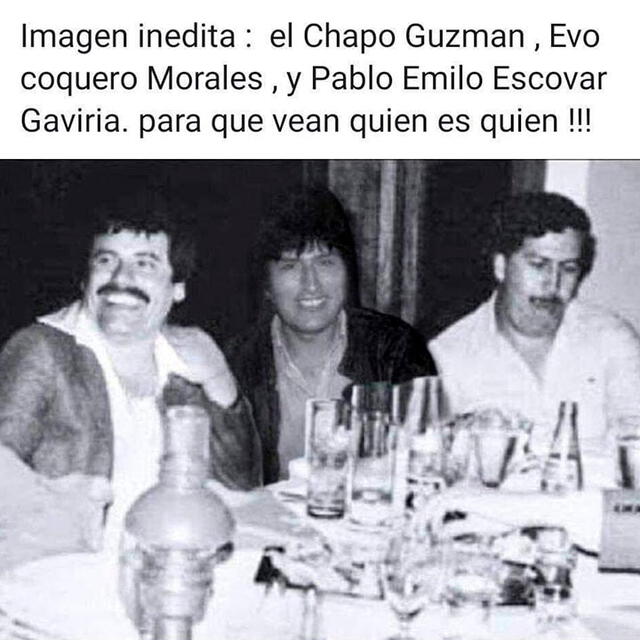 La imagen buscaba vincular a los dos narcotraficantes con Evo Morales.