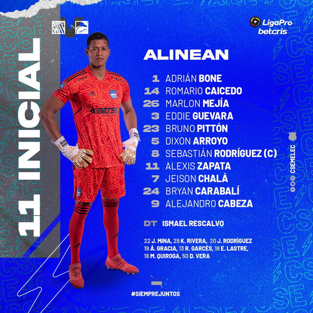 Alineación Emelec. Foto: Twitter Emelec