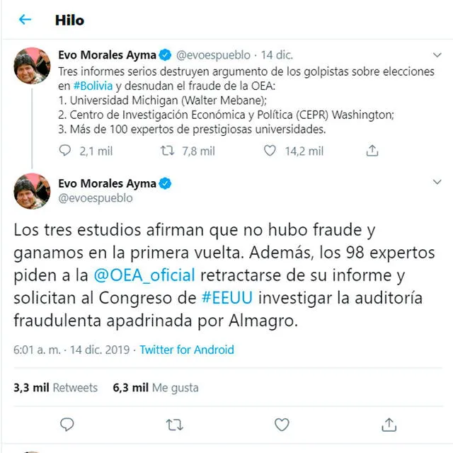 Los estudios observaron las conclusiones del informe preliminar de la OEA.