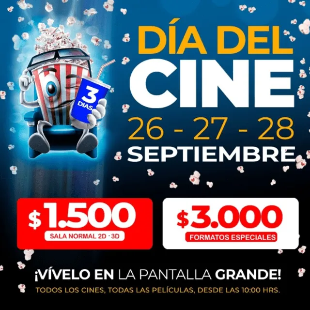 Las personas podrán disfrutar de 3 días por el Día del cine en Chile. Foto: @cinemarkchile/ Instagram