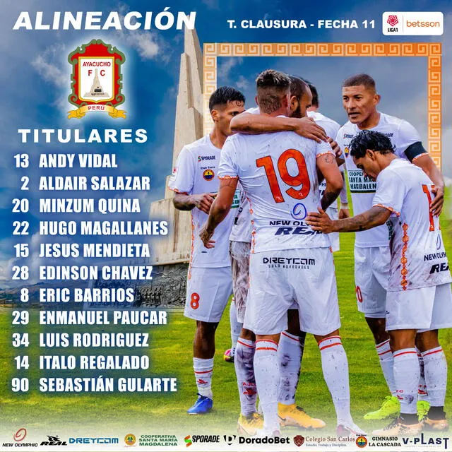 Equipo titular de los zorros. Foto: Ayacucho FC