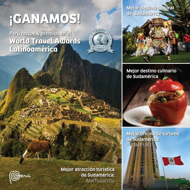 Premios obtenidos en el World Travel Awards Sudamérica 2021. Foto: PromPerú
