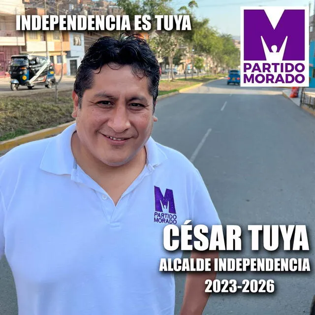 Adolfo César Tuya Herrera, candidato por el Morado a la municipalidad de Independencia en las Elecciones Regionales y Municipales 2022. Foto: Facebook
