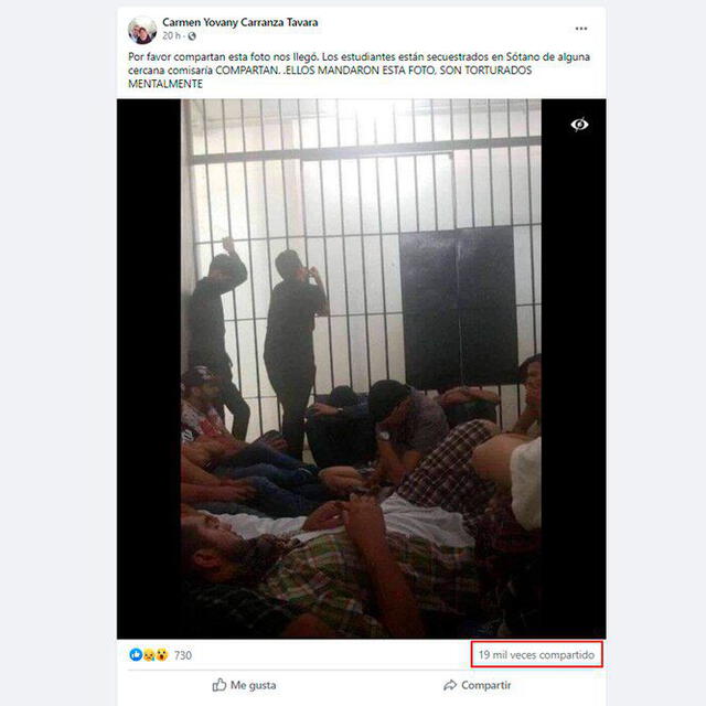 Una de las publicaciones más difundidas se compartió más de 19.000 veces. Foto: captura de Facebook