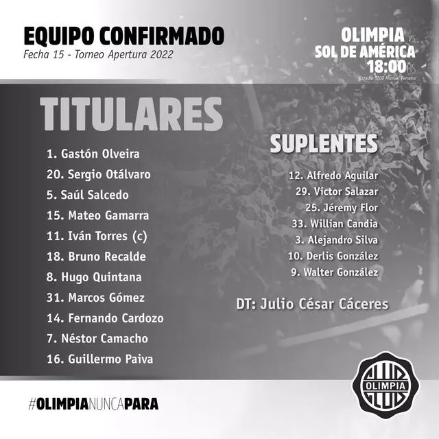 Alineación Olimpia