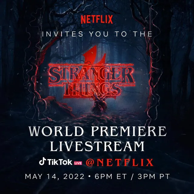 Netflix y TikToke se unen para la premiere mundial de "Stranger things 4". Foto: Twitter/@Stranger_Things