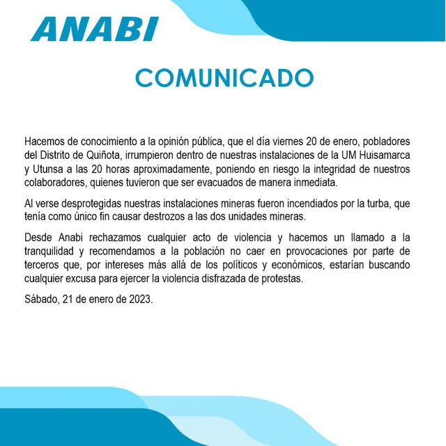 Comunicado de Anabi