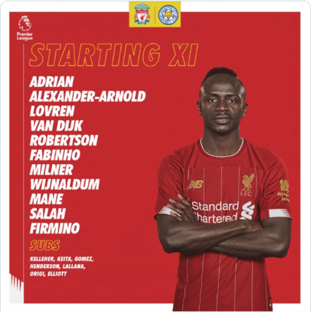 Liverpool vs. Leicester: alineaciones Premier League 2019-20