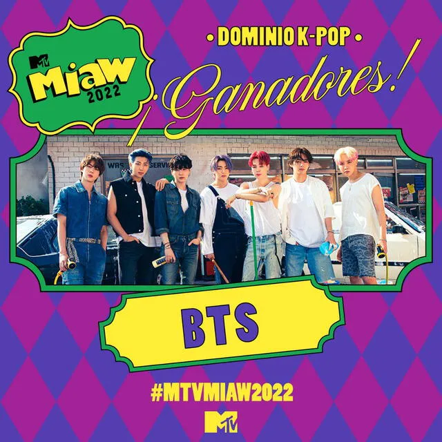 BTS ganó dos premios en los MTV Miaw 2022. Foto: MTV