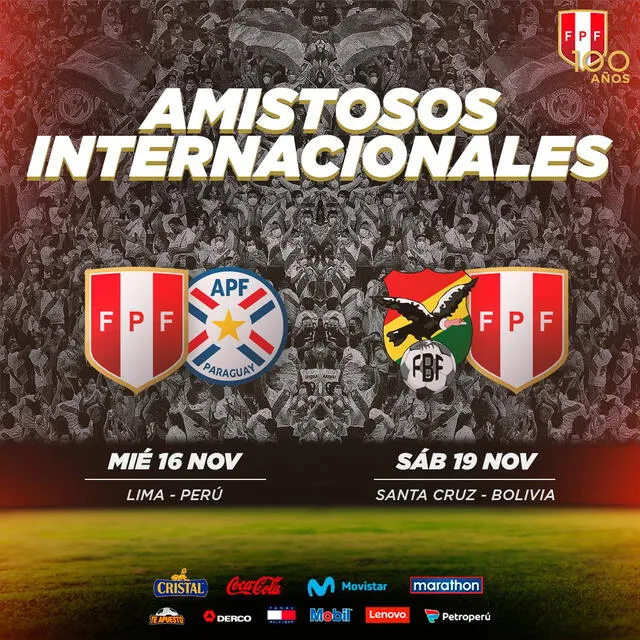 Amistosos de la selección peruana para noviembre