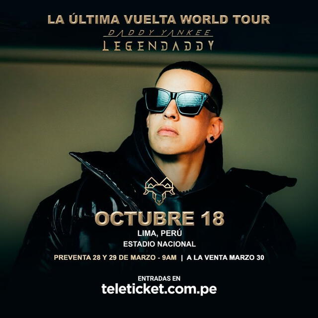 Estas son las fechas en las que se realizará la preventa del concierto de Daddy Yankee