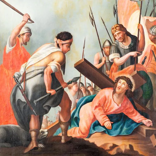 Tercera estación: Jesús cae por primera vez. Foto: Duomo di S. Biaggio