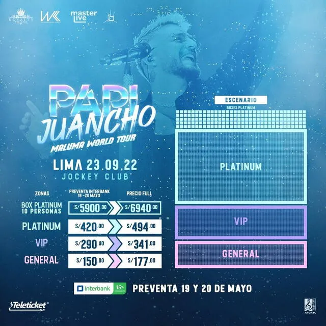 18.5.2022 | Precio de las entradas al concierto de Maluma en el  Jockey Club del Perú. Foto: Teleticket/Instagram