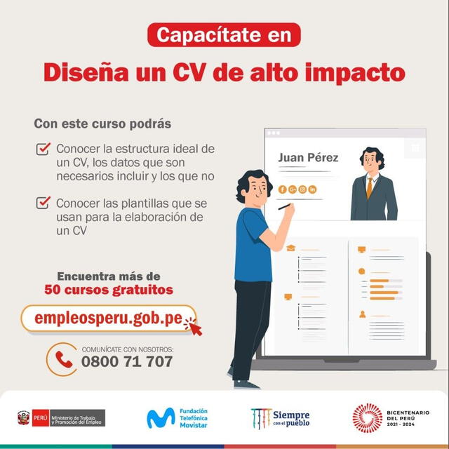 Información del curso. Foto: Ministerio de Trabajo y Promoción del Empleo