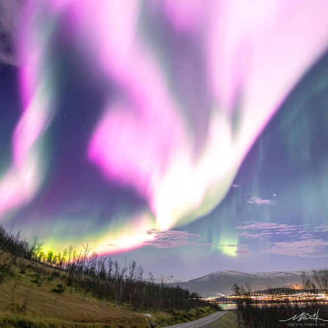 Aurora rosada captada desde Noruega. Foto: Markus Varik / Greenlander