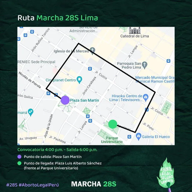 La marcha del 28 de setiembre comenzará en la Plaza San Martín.