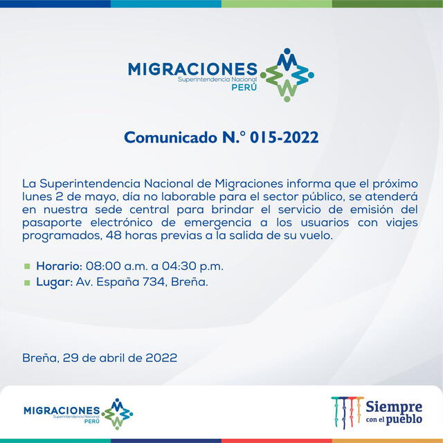 Comunicado Migraciones