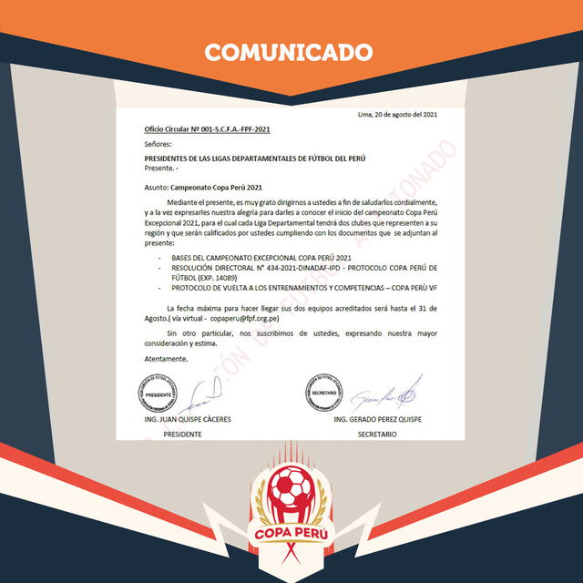 El torneo interprovincial recibió el visto bueno de las autoridades. Foto: Copa Perú