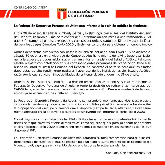 documento federación peruana de atletismo