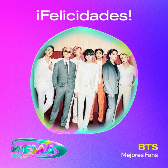 BTS en EMA 2021. Foto: MTV