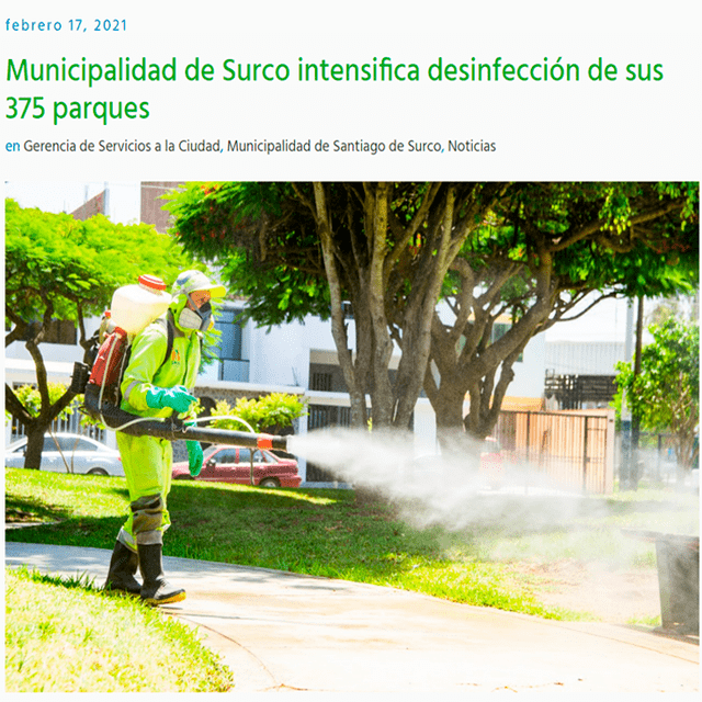 Nota de la Municipalidad de 2021 que cuenta 375 parques