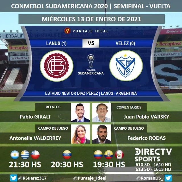 Lanús vs. Vélez por DirecTV Sports. Foto: Puntaje Ideal