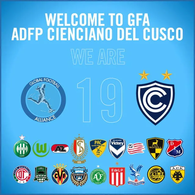 Cienciano y otros 18 clubes forman parte de esta alianza estrategia. Foto: Global Football Alliance