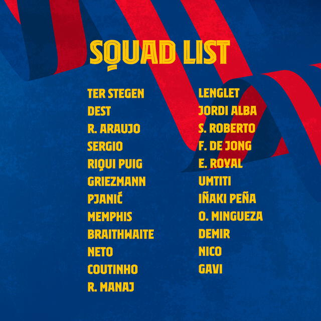 Lista de convocados de jugadores azulgranas. Foto: FC Barcelona