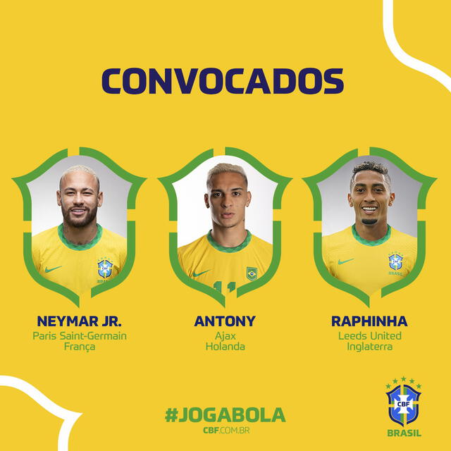 Lista de convocados de Brasil para la fecha triple de octubre de las Eliminatorias Qatar 2022. Foto: Twitter Brasil