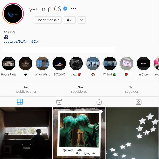 Perfil de Instagram de Yesung. Foto: @yesung1106