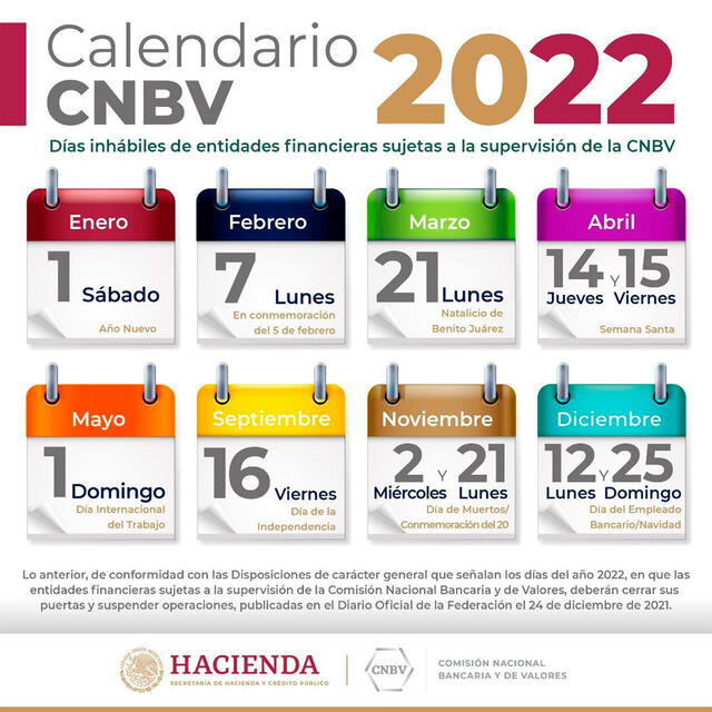 Calendario CNBV