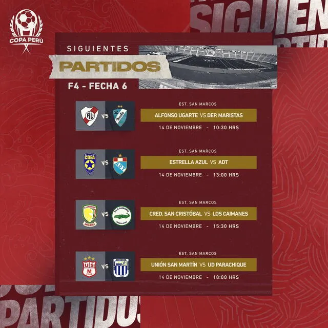 Estos son los cuatro partidos de la fecha 6. Foto: Copa Perú