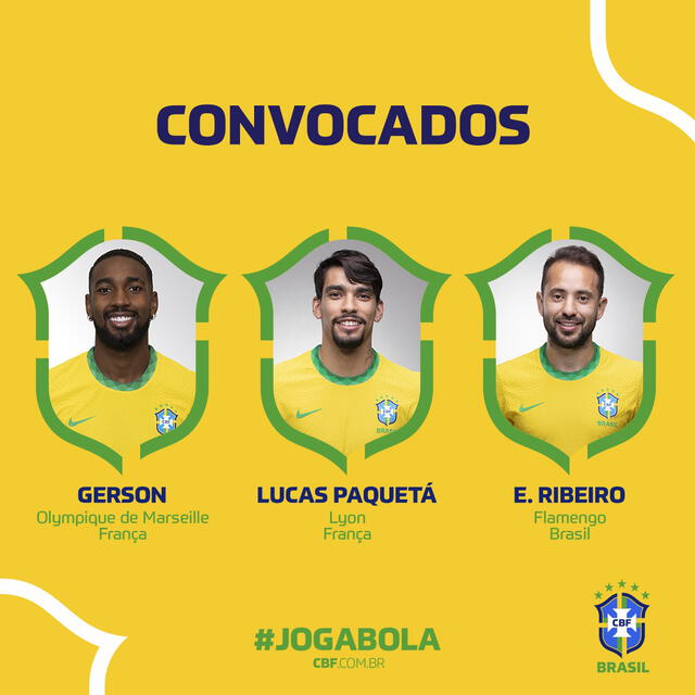 Lista de convocados de Brasil para la fecha triple de octubre de las Eliminatorias Qatar 2022. Foto: Twitter Brasil