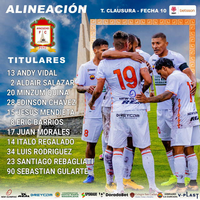 Alineación Ayacucho FC. Foto: Twitter/Ayacucho FC