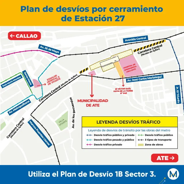 Construcción de estación 27 del Metro de Lima ocasionará cierre de tramo de Carretera Central. Foto: Difusión