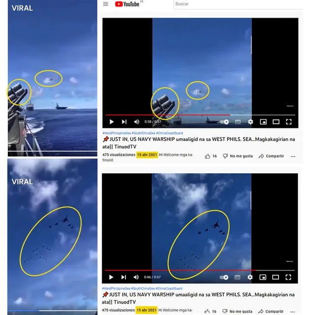 Comparación de fragmentos del video viral y archivo de la cuenta de Youtube. Foto: composición / captura en Facebook / captura en Youtube -