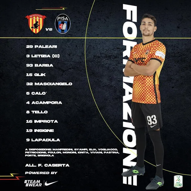 Alineación Benevento