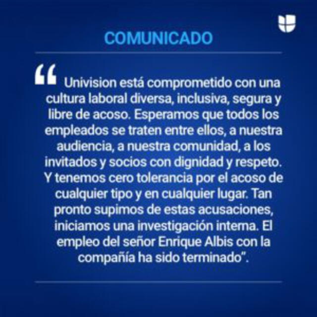 Comunicado Univisión Comunicado Univisión